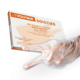 Doigtiers 2 doigts polyéthylène non poudrés non stériles (boite de 100)